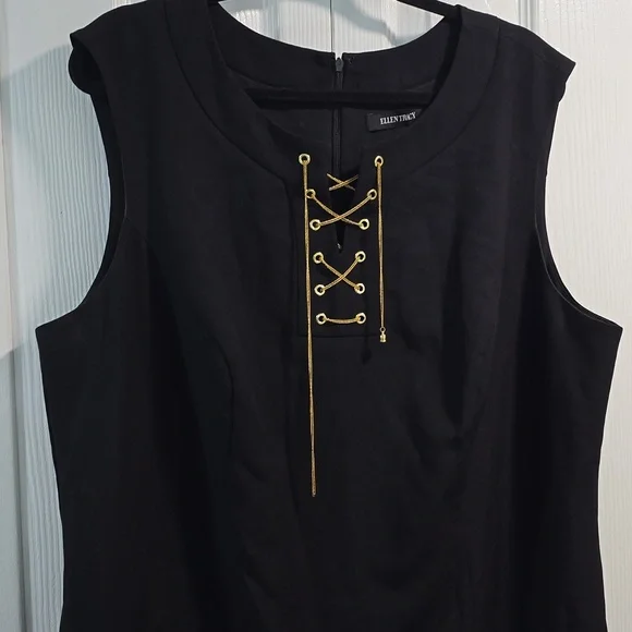 Ellen Tracy Black Dress with Gold Accents - Picture 3 of 16